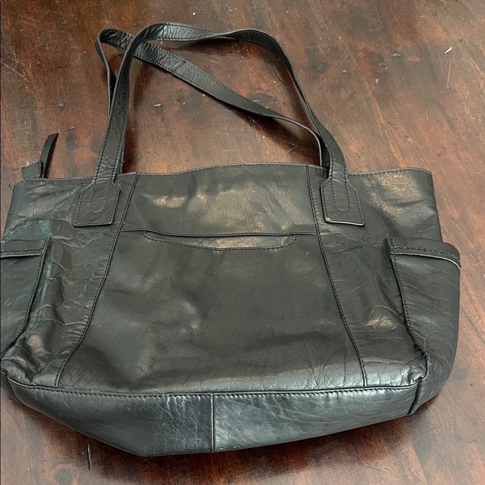 Born leather tote shoulder bag leather distressed black